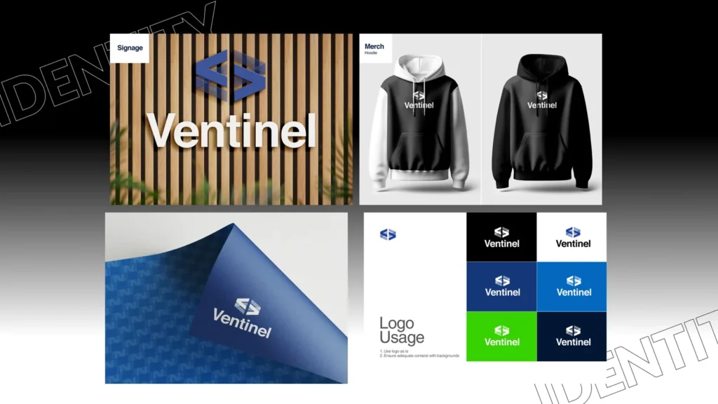 Ventinel — Sunday Oladokun: visual identity and brand collateral